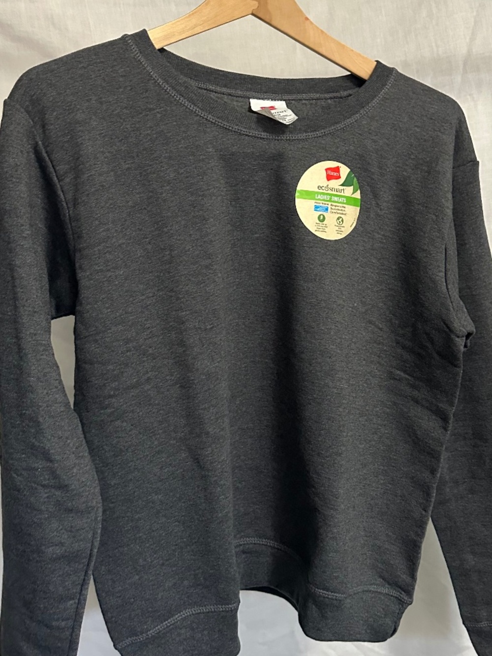 Hanes EcoSmart Women’s Crewneck Sweatshirt – Charcoal Gray – Size Medium – New w